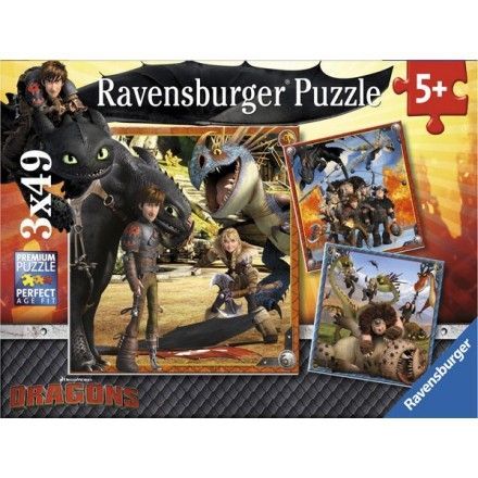92581 - Puzzle Dragones, 3 x 49 piezas, Ravensburger