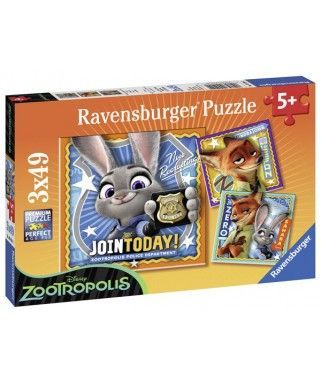 9404 - Puzzle Zootrópolis, 3 x 49 piezas, Ravensburger