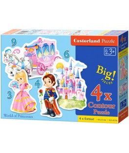 5031 - Puzzle mundo de princesas, 3 + 4 + 6 + 9 piezas, Castorland