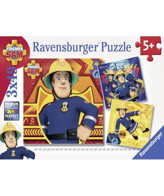 9386 - Puzzle Sam el Bombero, 3 x 49 piezas, Ravensburger