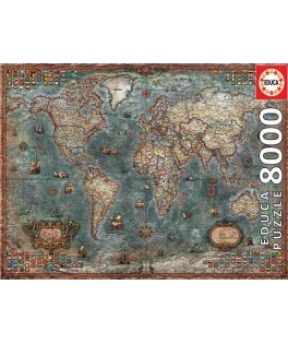 18017 - Puzzle Mapamundi Histórico, 8000 piezas, Edauca