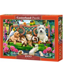 104406 - Puzzle mascotas en el parque animales, 1000 piezas, Castorland