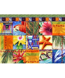 70081 - Puzzle Mosaico Edredón Tropical, 1500 piezas, Bluebird