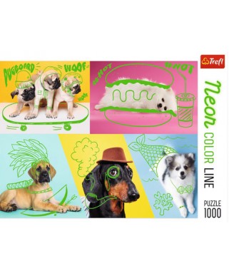 10578 - Puzzle neon linea de colores de perros, 1000 piezas, Trefl