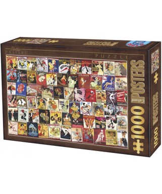 67555VP12 - Puzzle Coloección Vintage de Posters de Cabaret, 1000 piezas, D Toys