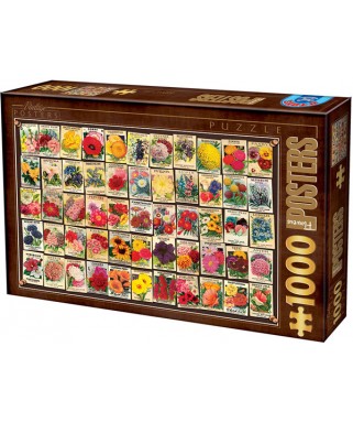 74492 - Puzzle Collage de Flores Vintage, 1000 piezas, D Toys