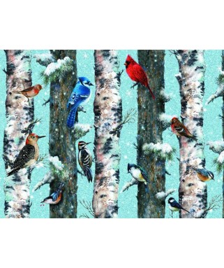 551444 - Puzzle Pájaros de navidad, Giordano Studios, 1000 piezas, Piatnik